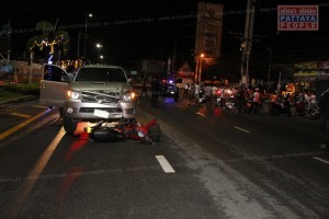 Авария на светофоре в Паттайе мотоциклист решил проскочить на красный