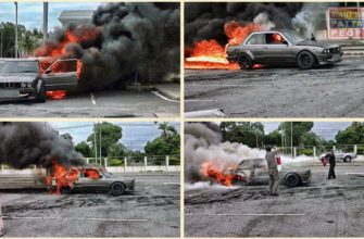 У русского гонщика сгорел BMW в Паттайе