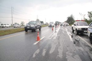 В Паттайе произошла авария с грузовиком, перевозившим химические вещества