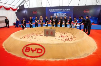Участники присутствуют на церемонии закладки фундамента производственной базы BYD по выпуску легковых автомобилей в Районге, Таиланд, 10 марта 2023 года. (Синьхуа / Ван Тэн)