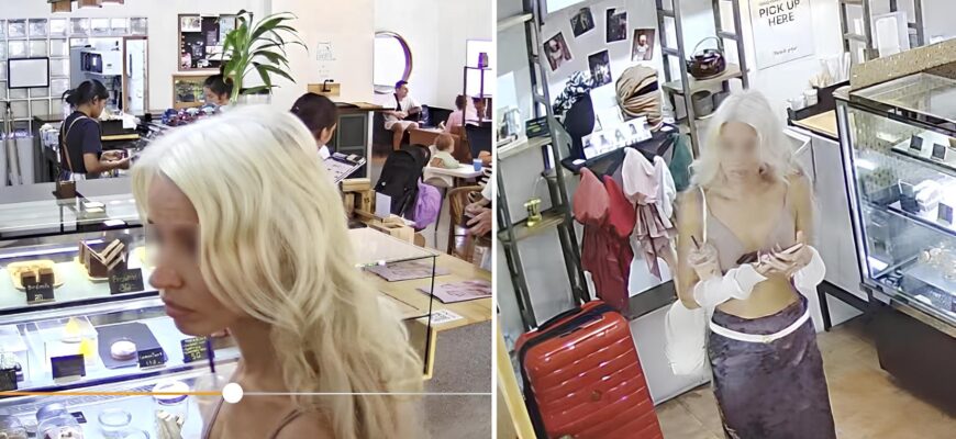 На записях камер видеонаблюдения видно, как россиянка вошла в магазин 18 марта 2024 года